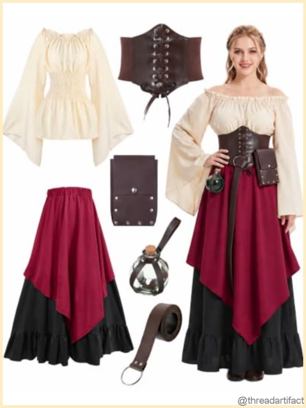 Hillban Renaissance Costume Victorian Dress Corset Belt Medieval Cosplay